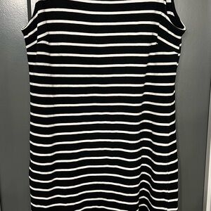 Talbots Black and White Striped Mini Dress
